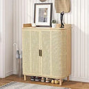 Ljojo™ 4-Door Wooden Storage Cabinet with Adjustable Shelf and Iron Legs