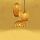Led Pendant Lamp Natural Rattan Wicker Chandeliers Hand-Woven Bamboot E27 Lighting by Ljojo