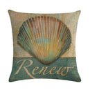 Ljojo Marine Life Linen Pillowcase: Fashion Conch Starfish Shell Sofa Decor Cover