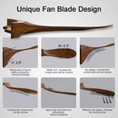 Ljojo 52/60/70in Retro Wooden Ceiling Fan, Remote Control, Black, Smart Inverter, No LED