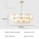 Large White Minimalist Chandelier Acrylic Hanging Lamp for Dining Room by Ljojo