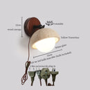 Ljojo Mid Century LED Wall Lights, Yellow Travertine Finish, Pull Chain Switch