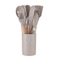 Ljojo 12-Piece Silicone Utensils Set with Wooden Handles for Non-Stick Cooking