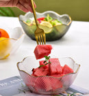Ljojo Medium Glass Bowl, Household Tableware, Gold-Plated Fruit Salad Plate