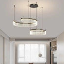 Ljojo Modern Acrylic Led Pendant Light Semicircle Chandelier for Living Room Black Bedroom Decor