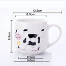Ljojo 3D Animal Ceramic Mug - Cute Cow Design for Coffee Tea Juice Milk