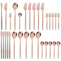 Ljojo 30-Piece Stainless Steel Dinnerware Set - Black Knife Fork Spoon Western Cutlery