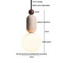 Ljojo LED Pendant Light Fixture Japanese Style Hanging Lamp for Home Decor.