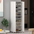 Ljojo™ 8-Tier Tall Shoe Storage Cabinet with Wheels and 2 Doors, Wood Shoe Rack