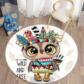 Ljojo Lion Cartoon Animal Round Carpet for Living Room Children's Bedroom