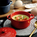 Ljojo 4" Mini Ceramic Double Ear Bowl for Oven Use - Egg Soup & Custard Bowl