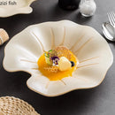 Ljojo Lotus Leaf Ceramic Salad Plate Creative Tableware