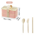 Ljojo Large Capacity Double-Layer Lunch Box with Tableware - Heatable Bento Box