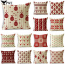 Ljojo Merry Christmas Linen Pillowcase Cushion Cover 45x45cm