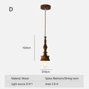 Ljojo Japanese Retro Pendant Light Solid Wood Chandelier for Dining Room Study Lamp
