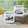 Enamel Mountain Mug with Handle by Ljojo. Best Camping Gift for Outdoor Lovers