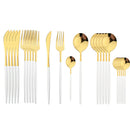 Ljojo 24Pcs Green Gold Stainless Steel Dinnerware Set Cutlery Tableware Silverware