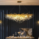 Ljojo Luxury Crystal Chandelier with Golden Base & Water Drop Decorations