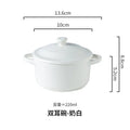 Ceramic 220ml Double Ear Bowl with Cover, Microwave & Oven Safe - Ljojo Brand