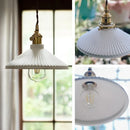 Nordic Japan LED Ceiling Chandelier Lamp Design White Ceramic Brass Pendant Light - Ljojo