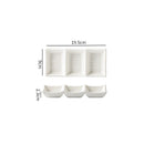 Ljojo Matte Ceramic Seasoning Dish 3 Grids Sushi Plate Molecular Cuisine Tableware