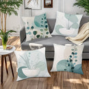 Bohemian Abstract Cyan & White Throw Pillow Covers by Ljojo - Set of 4
