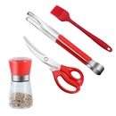 Ljojo 4-Piece Korean BBQ Scissors Set with Seasoning Bottle and Grinder