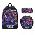 Ljojo 3Pcs Fantastic Four School Bag Set for Girls Boys & Pen Backpack Lunch Box