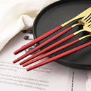 Ljojo 16-Piece Red Gold Matte Stainless Steel Cutlery Set