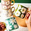Ljojo 16oz Hand Drawn Ceramic Mug, Breakfast Cereal Coffee Cup