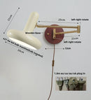 Ljojo LED Wall Sconce Light Rotate Pull Chain Switch Wood Base Bedside Lamp