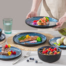 Ljojo 18-Piece Blue Reactive Glaze Stoneware Dinnerware Set - Microwave Safe