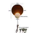 Ljojo LED Pull Chain Wall Light: Yellow Cave Stone Wood Wabi Sabi Design