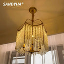 French Crystal Chandelier Retro Designer Art Ljojo Pendant Light for Bedroom Living Dining Room