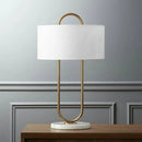Ljojo Marble Base Table Lamp White Fabric Lampshade