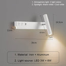 Ljojo LED Wall Lamp Modern Nordic Bedroom Sconce USB Indoor Lighting Switch