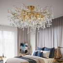 Gold Crystal LED Tree Branch Ceiling Light Cluster Living Room Bedroom Fixture by Ljojo