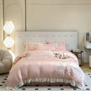 Ljojo Luxury Tencel Embroidered Plant Flower Bedding Set