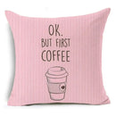 Ljojo Letter Print Pillow Case 45x45 cm Linen Cushion Cover for Home Decor