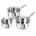 Ljojo 3Pc Stainless Steel Stew Pot Set with Lid & Steel Handle, Induction Compatible