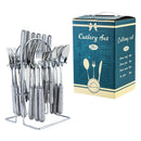 Ljojo 24-Piece Stainless Steel Hammer Pattern Cutlery Set