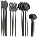 Ljojo 16-Piece Stainless Steel Cutlery Set in Black Gold Mirror Finish