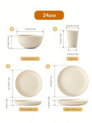 Ljojo 24-Piece Dinnerware Set, Reusable Cup, Plate and Bowl for Camping, Picnic - Beige