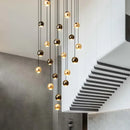 Ljojo LED Crystal Ball Chandelier - Round Gold Staircase Lighting Fixtures