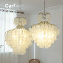 Ljojo Luxury Shell Chandelier: Chrome Metal Elegant Decorative Chandelier for Living Room & Hotel Lobby.