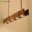 Ljojo Industrial Minimalist LED Pendant Lights Solid Wood Column Chandelier for Living Room