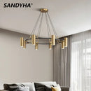 LED Copper Ring Spotlight Chandelier Elegant Lighting Fixture for Home Living Room by Ljojo