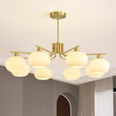 Modern Cream-colored Glass Spherical Ceiling Chandelier for Living, Bedroom & Dining Room by Ljojo