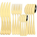 Ljojo 16-Piece Gold Stainless Steel Cutlery Flatware Set for Dining