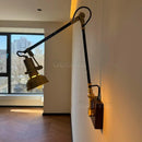 Nordic Vintage Copper Swing Arm Wall Lamp 360º Adjustable Bedside Sconce by Ljojo